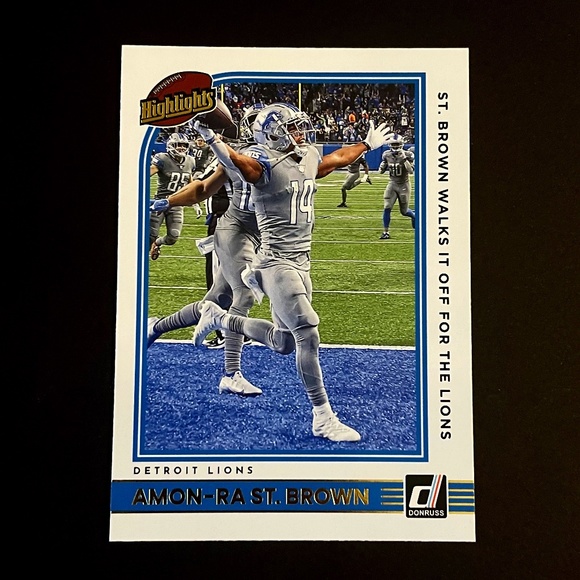 Amon-Ra St. Brown: Detroit Lions Wide Receiver 2022 Donruss Highlights #No.H-ASB - Picture 1 of 2